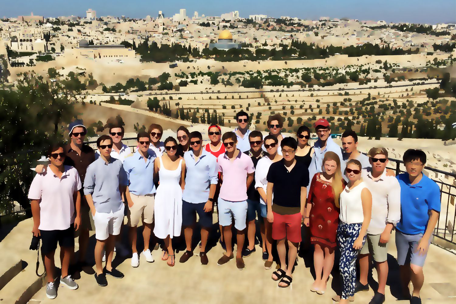 Members of the salon together on a trip overlooking Jerusalem